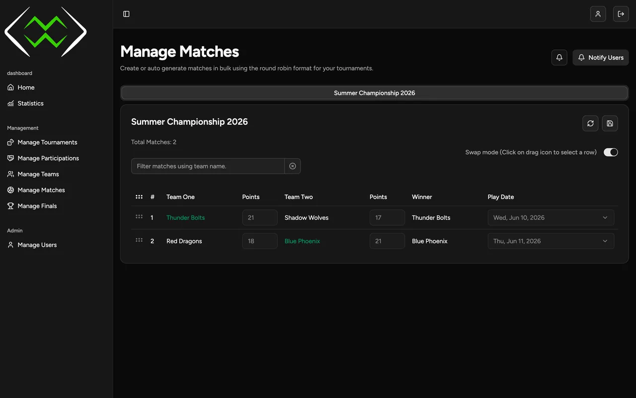 Scoreboard Management System screenshot 2